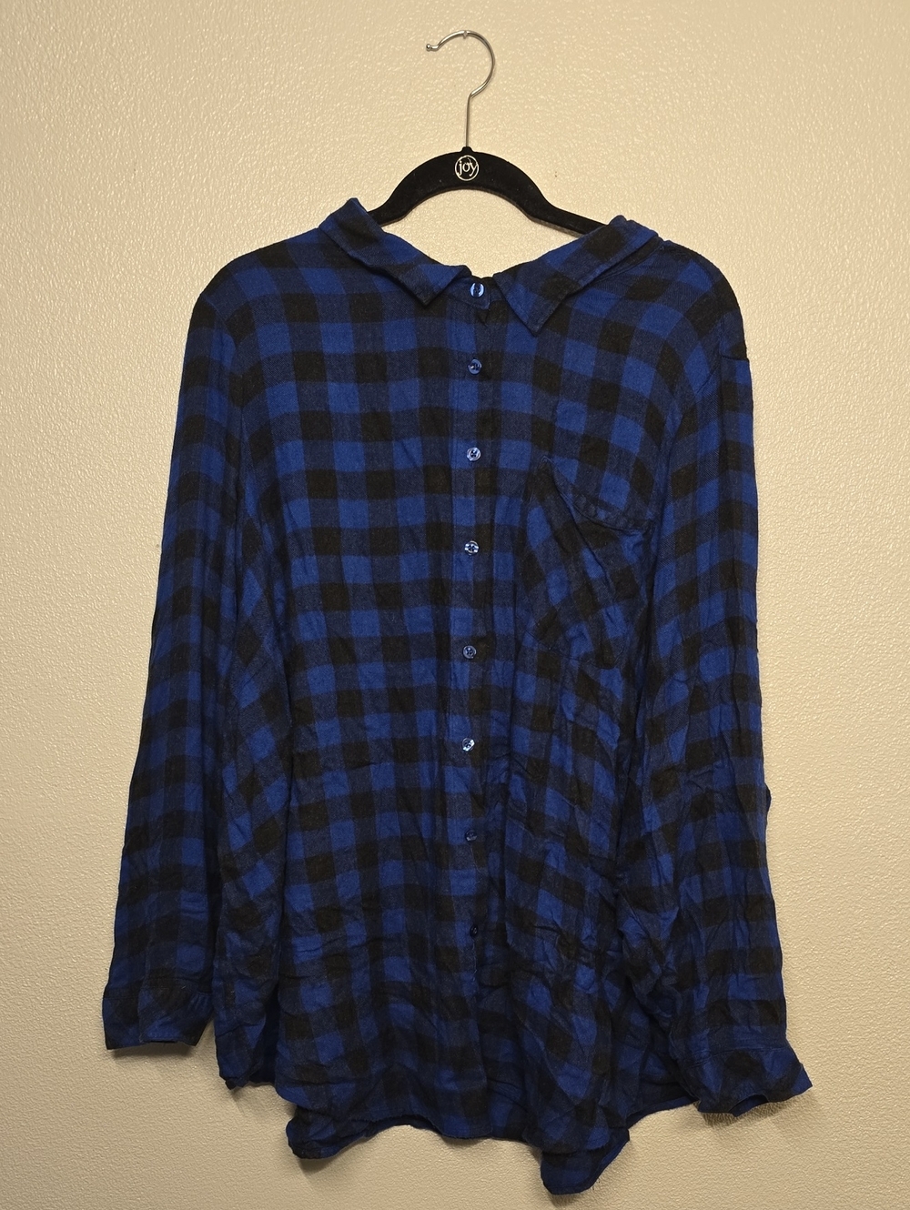 6X Torrid Blue/black Plaid Button Up